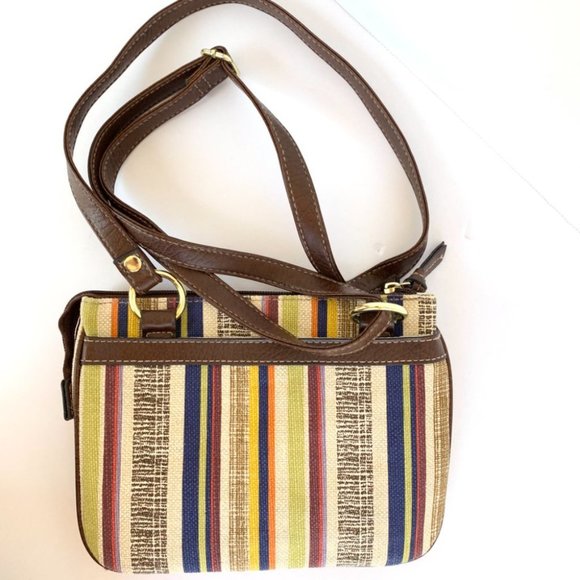 Relic/Fossil Small Striped Canvas Crossbody Bag w/Adjustable Strap in Fa… - Picture 2 of 10